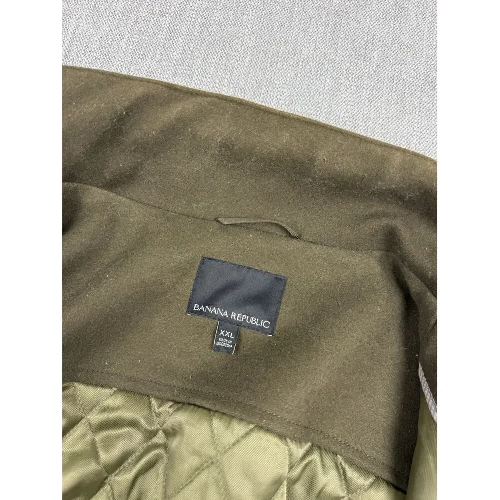 Banana Republic Mario Bellucci Wool Field Jacket Coat Olive Green Mens XXL Hood